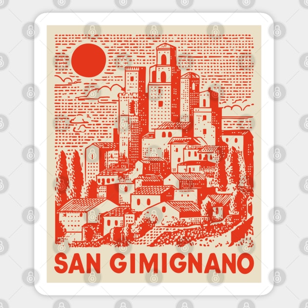 San Gimignano Italy Vintage Travel Design Magnet by TuncGK